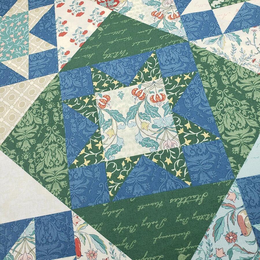 vintage style quilt print, cheater print, ambleside, Amanda Niederhauser, willima morris style fabric, vintage florals, junk journal patchwork fabric