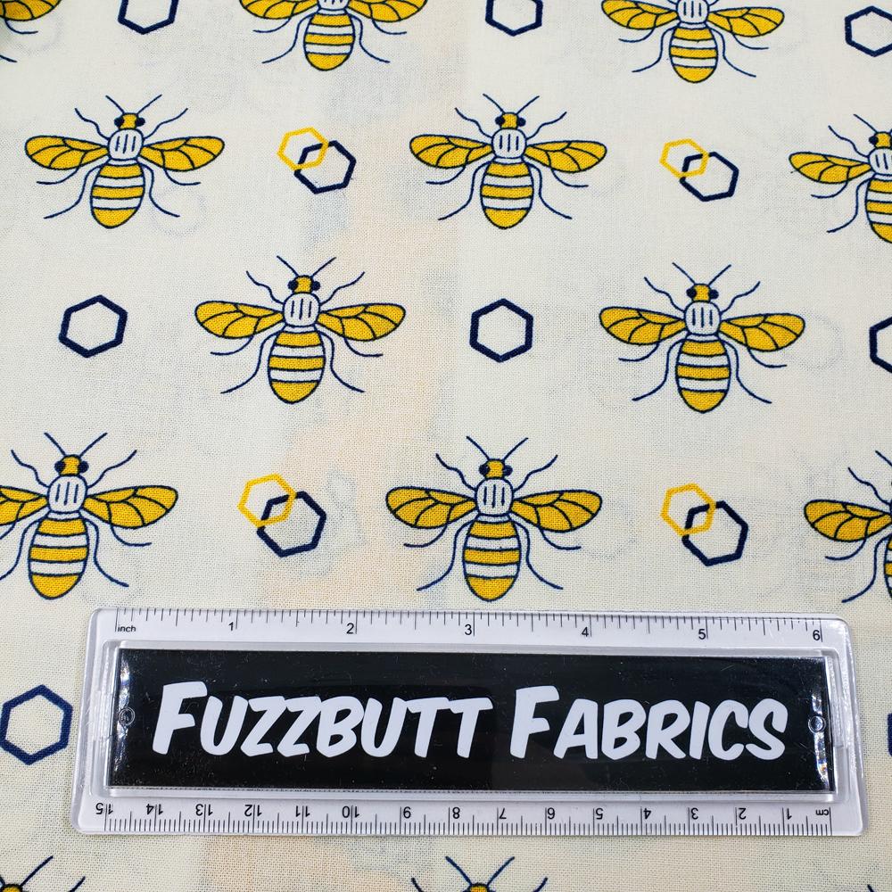 bees,jelly,honey,bumble,flowers,crown,royal,blue,yellow,fat quarters,cotton,pollinators,bugs,insects