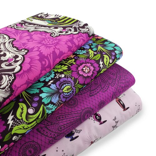 tula pink, flowers,daisies,floral,freespirit, purple, pink, cotton,quilt fabric, steampunk,nightshade,deja vu, coven,teenage,witches