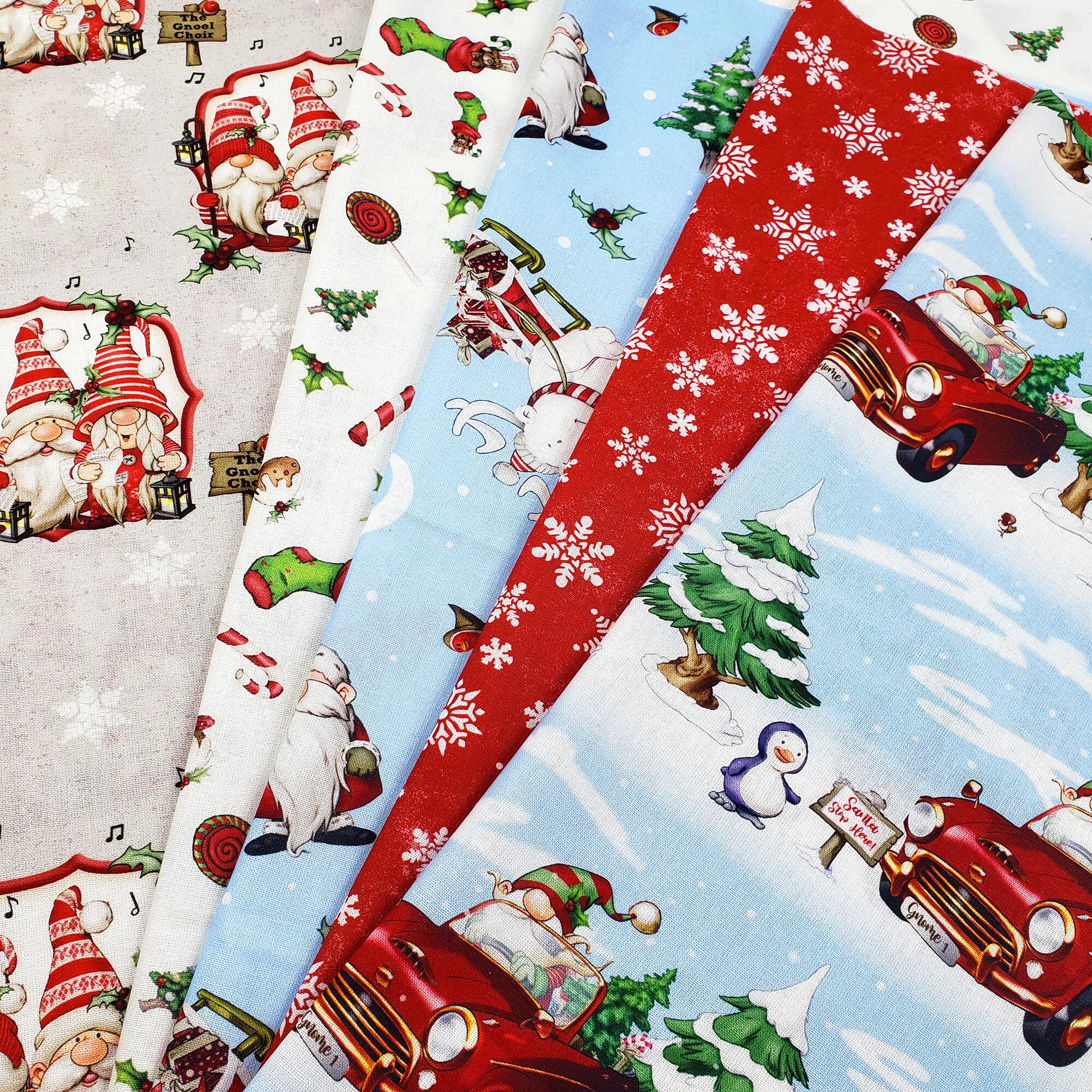 christmas fat quarter bundle, 100% cotton, snowflakes,gnomes, christmas sewing