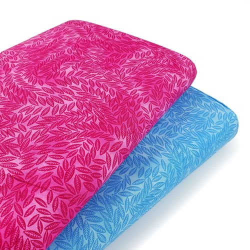 craft cotton company, leaf blender, bright pink fabric, bright blue, cerise fabric, tula pink