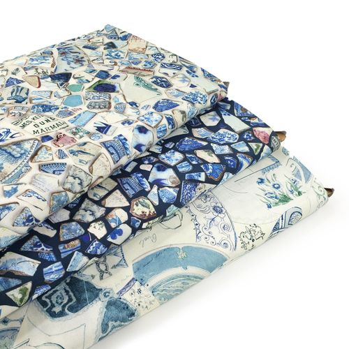 moda, crockery, janet clare, slow stitch fabric, vintage, victorian style, junk journal, teapots