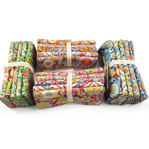 tilda fat quarter bundle, Wallflower, whimsy, floral fabric, fabric squares, cotton squares, patchwork cotton squares, vintage style, cottagecore, slow stitch