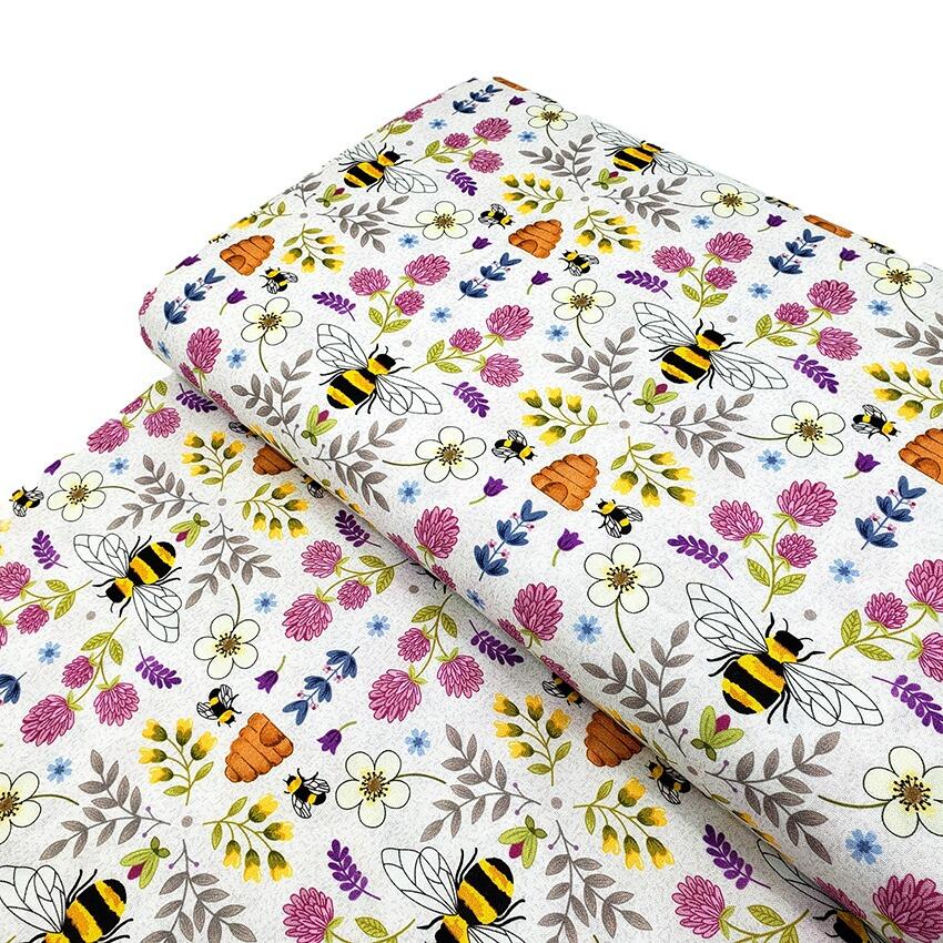 bees,beehives, bee fabric, bumble bees, save the bees, bee flower fabric, queen bee, susan wheeler, nutex