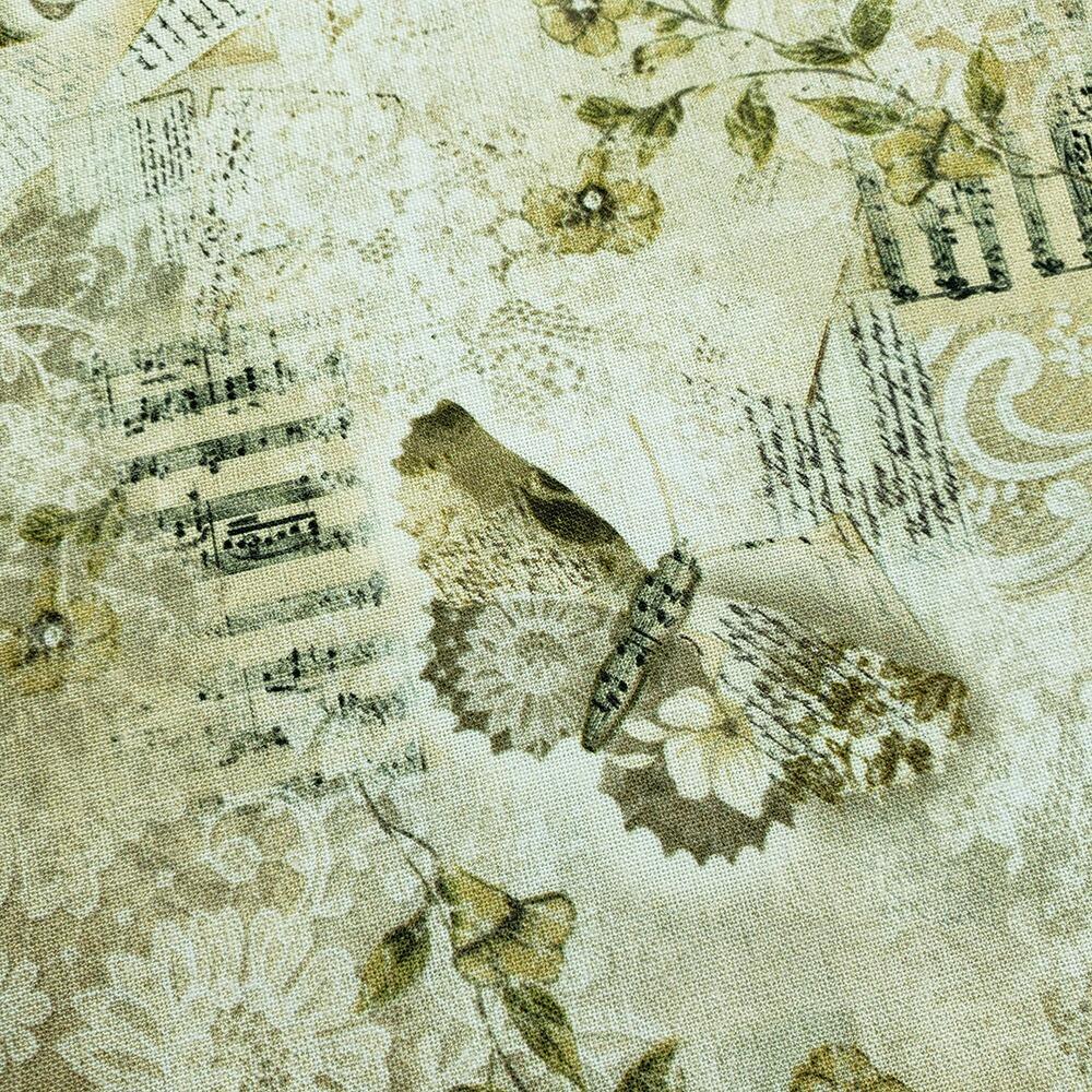 blank quilting, modern lace, butterflies, vintage writing, vintage lace, junk journal fabric, slow stitch, cotton vintage style fabric, uk