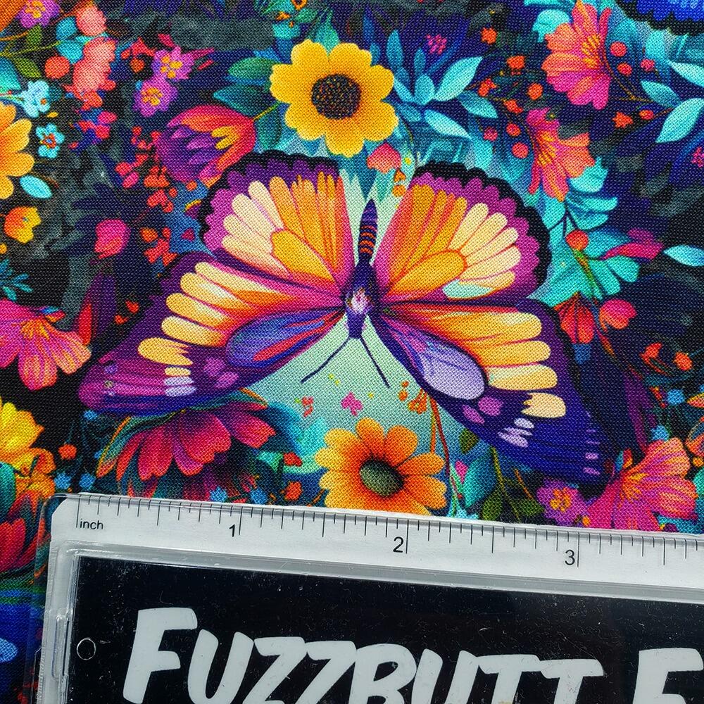 blank quilting, luminous haven, dragonflies, bees, flowers, fabric panel, bright colours, hummingbirds, bees