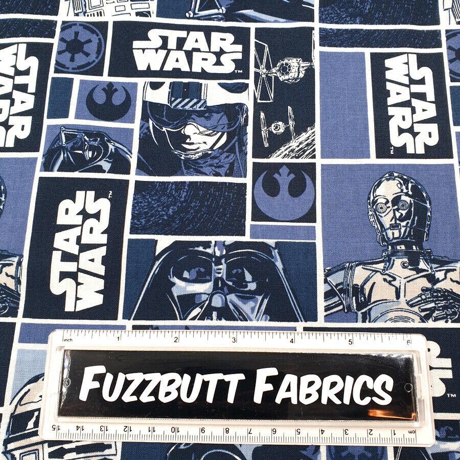 Star Wars comic book blue squares 100% cotton fabric