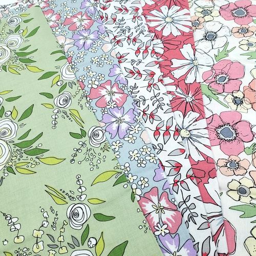 Fat Quarter bundle - "Meadow View" by Anna Bella, flowers fabric, wildflower fabric