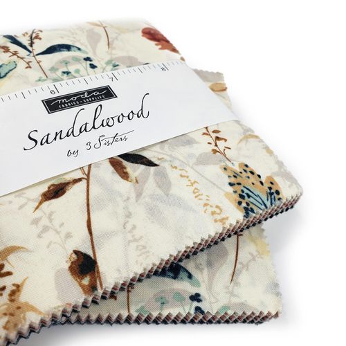 Moda, 3 Sisters, Sandalwood, vintage french style fabric, floral, squares for patchwork, cotton, easy quilting, precut squares,charm pack