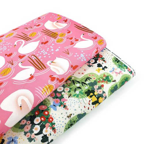 Moda, Lizzy House, Love Letter, swans, flowers, garden, whimsy, pinks, baby quilt