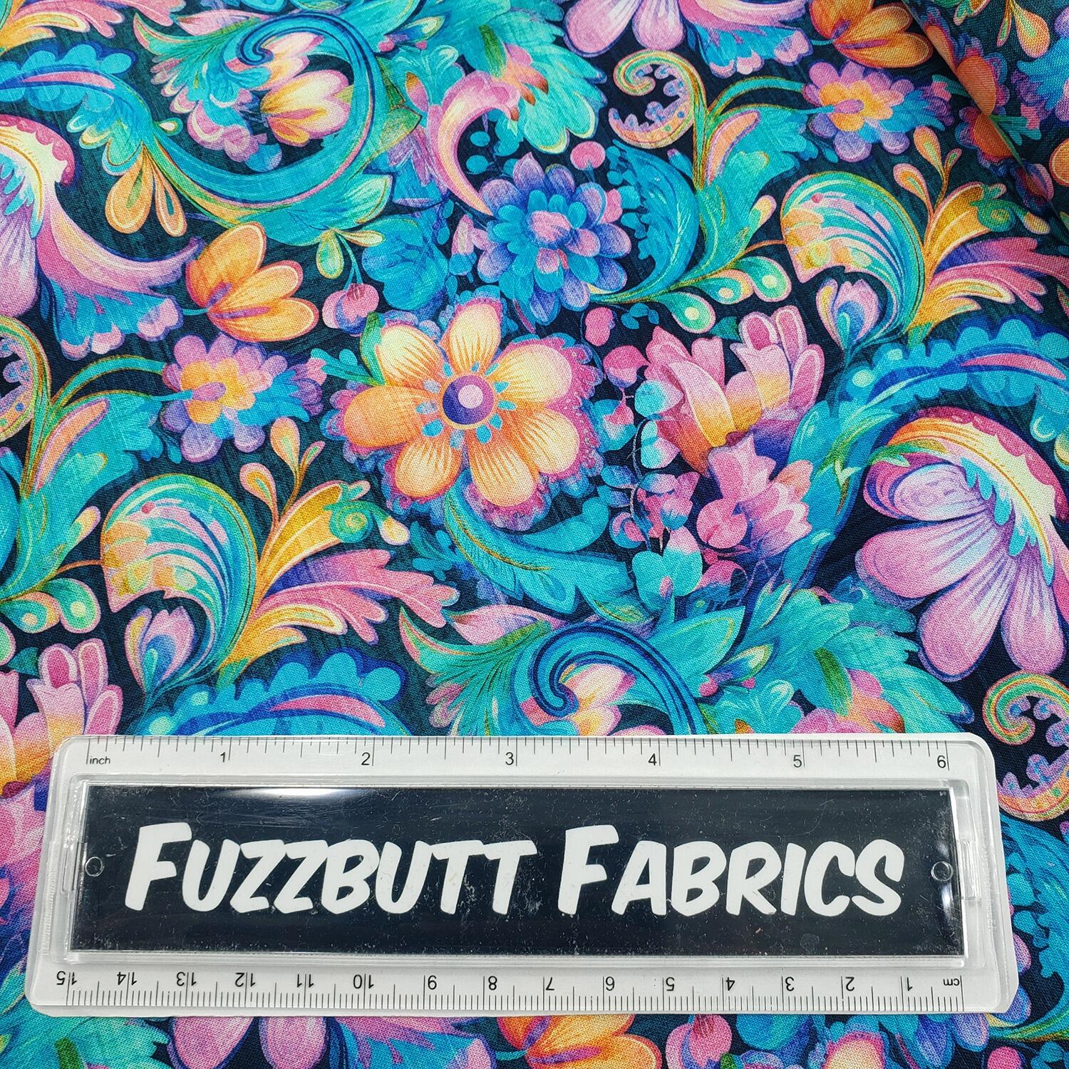 Morris Creative, exotica, florals, borders, badger, foxes, animals, exotic fabric, qt fabrics