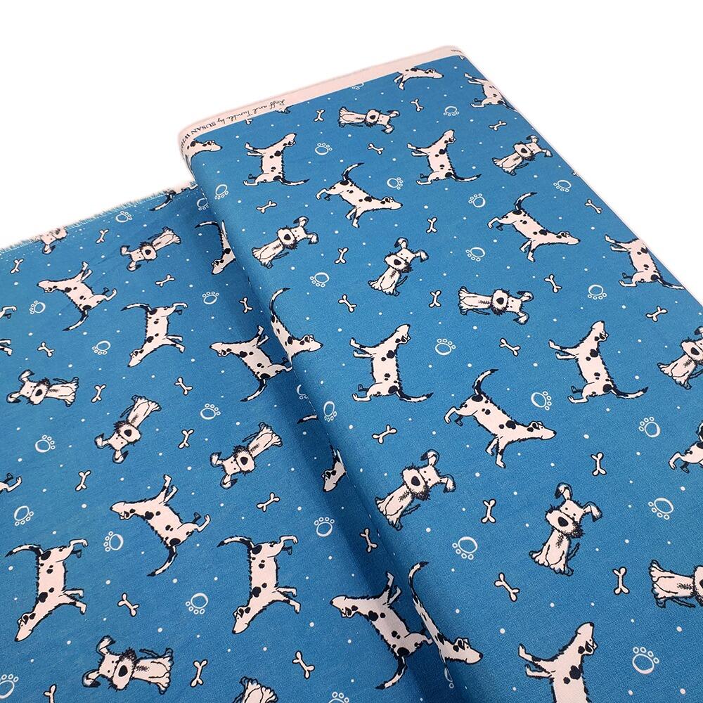dogs fabric, susan wheeler, dog bandana fabric, ruff and tumble, dalmations fabric