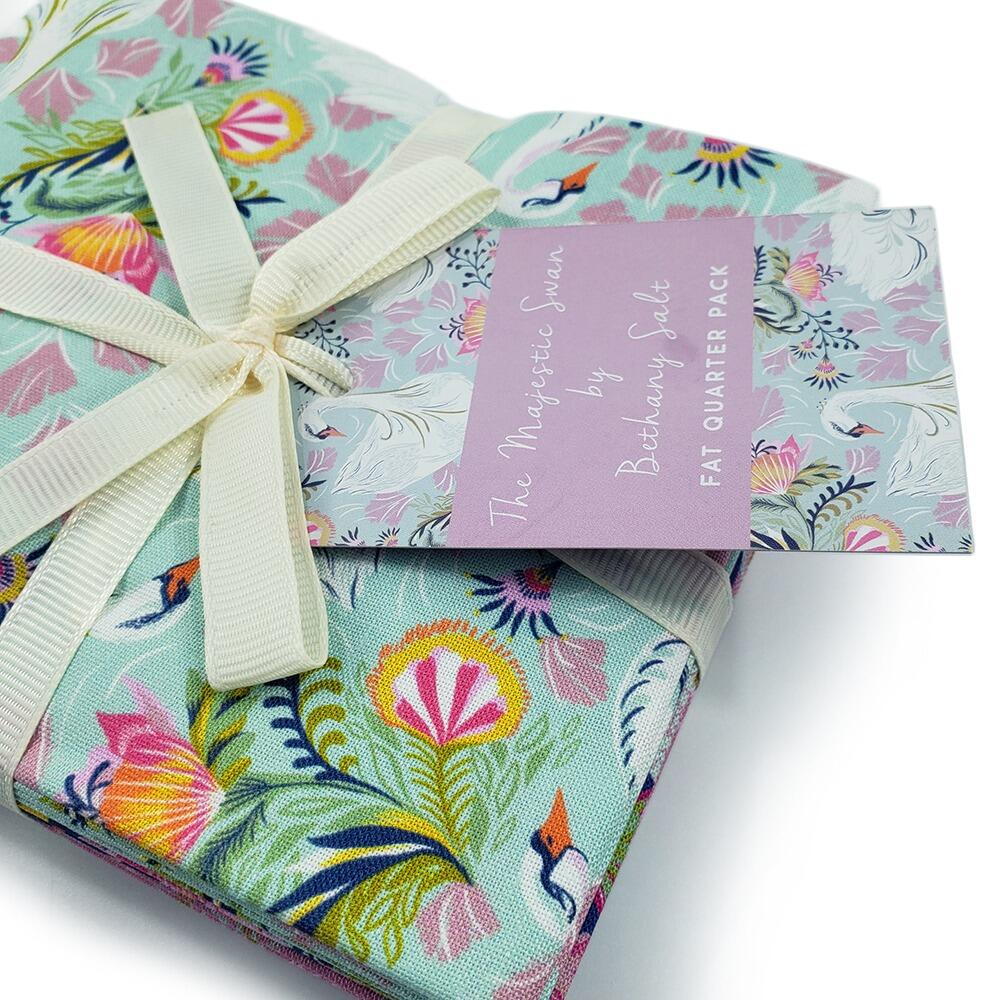 bethany salt fabric, majestic swans, pastel colours, florals, fat quarter bundles uk, craft cotton company