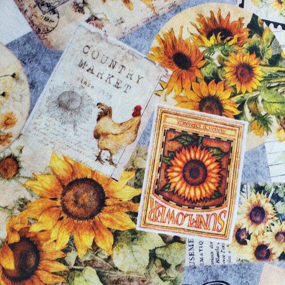 sunflower fabric, vintage fees, sunflower serenade, QT fabrics, vintage seed packets, ephemera, old postcards