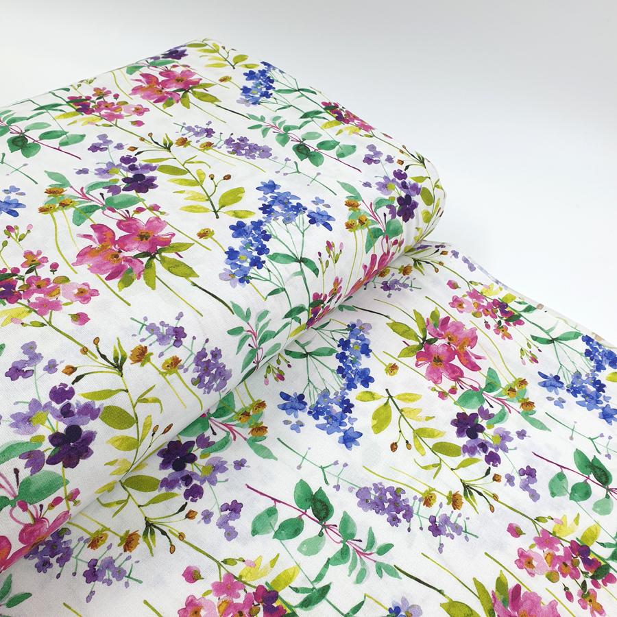 Watercolour floral 100% cotton fabric 60"