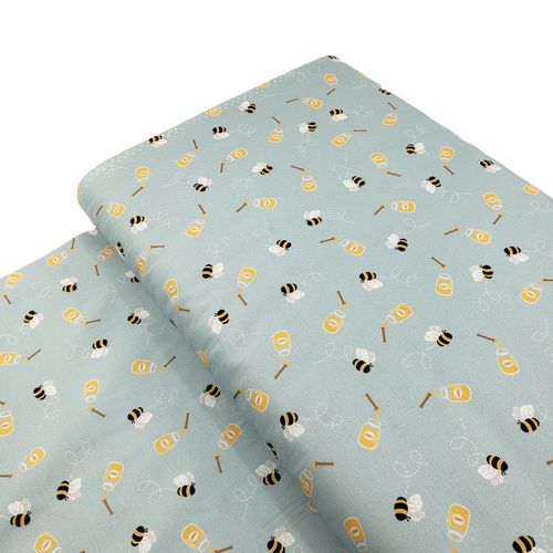 Lewis and irene, teddy bears picnic, a796, bees, honey pots, bumble bees, picnic fabric, insects