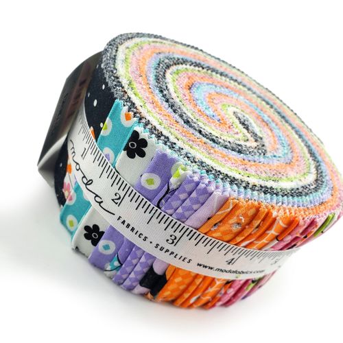 moda halloween fabric, jelly roll, fabric strips, halloween patchwork, halloween quilt, trick or treat fabric, fab boo lous