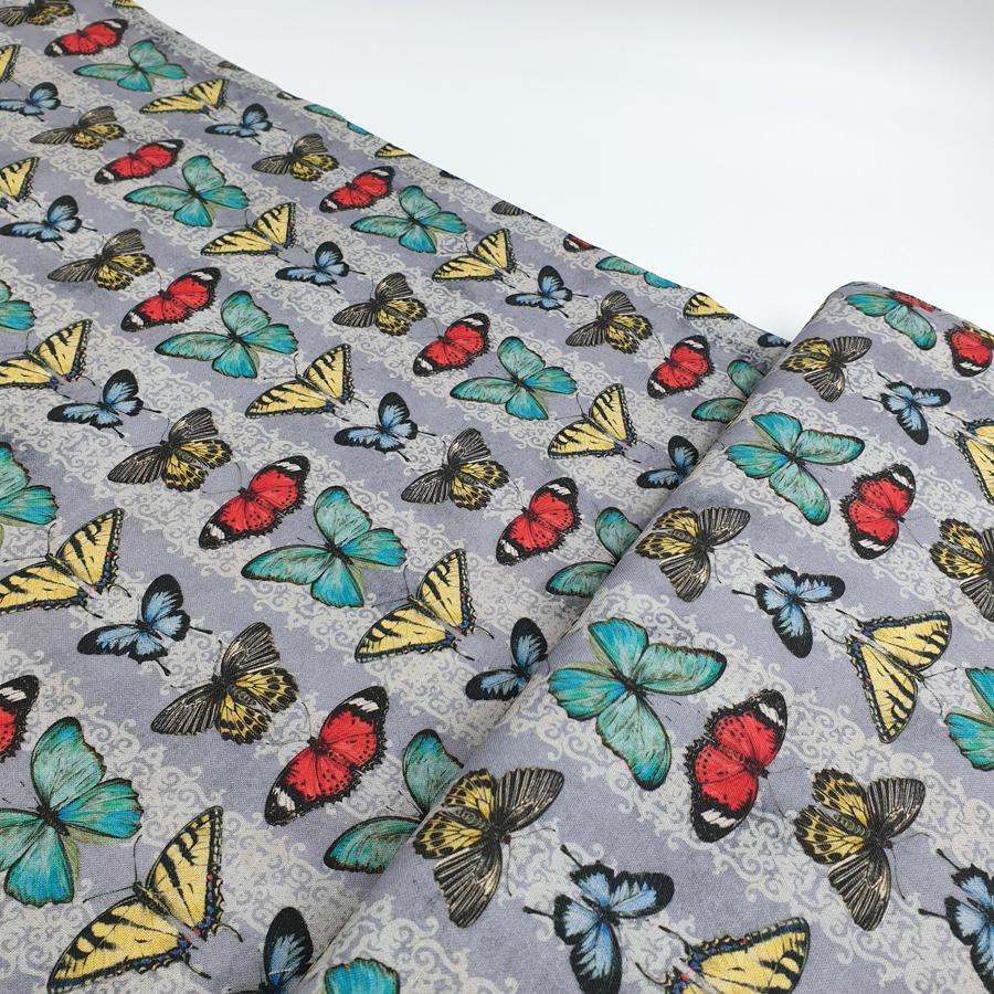 Nutex vintage butterflies 100% cotton fabric