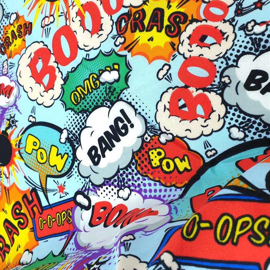 Boom pow crash comic book polyester fabric UK seller