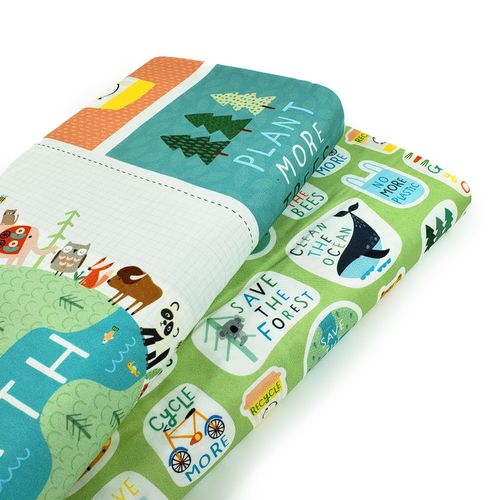 eco fabric, save the planet, save the oceans, sharks, whales, no more plastic, plastic free, save the bees, plant trees, grow your own food, protest fabric, environmental fabric