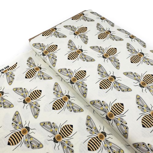 gingiber, bee garden, steampunk bees, bee fabric, bees cotton