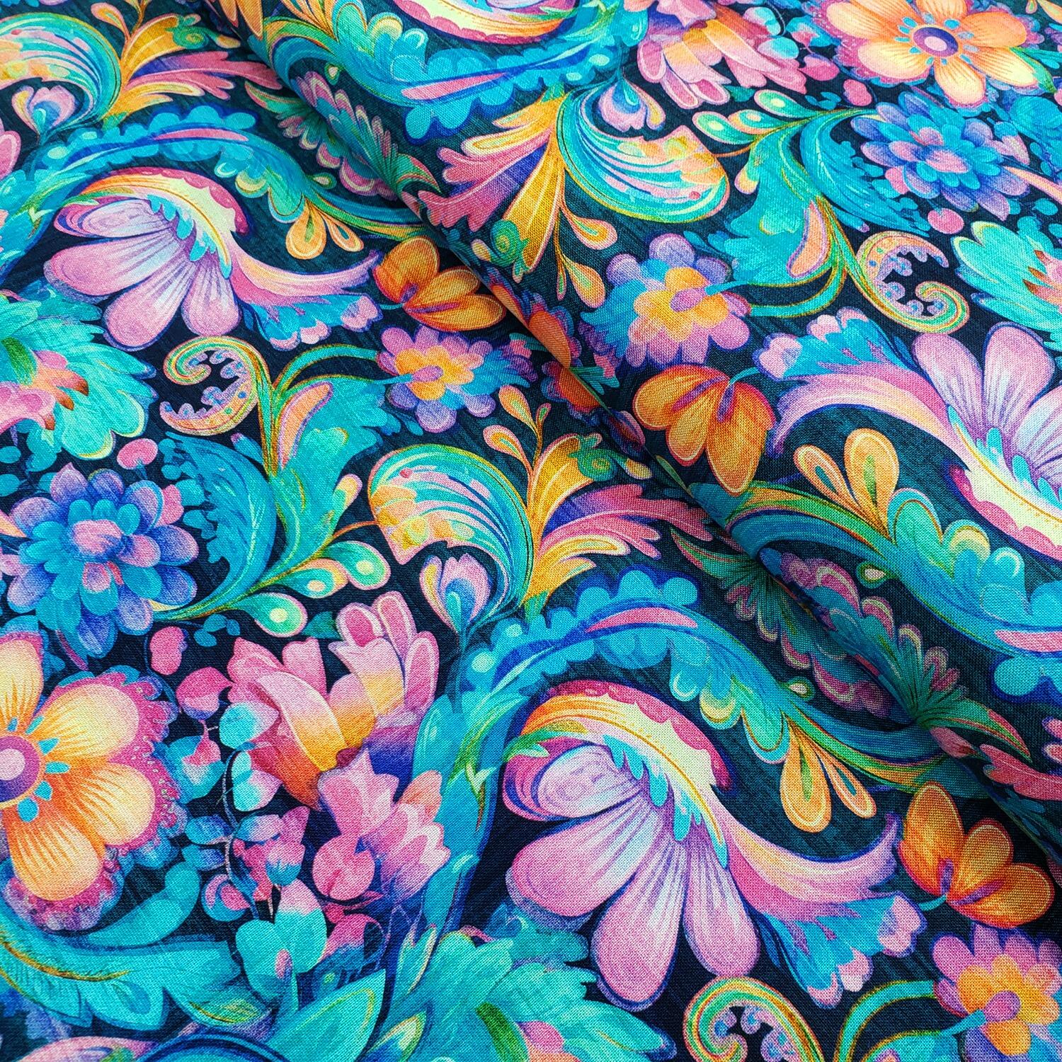 Morris Creative, exotica, florals, borders, badger, foxes, animals, exotic fabric, qt fabrics