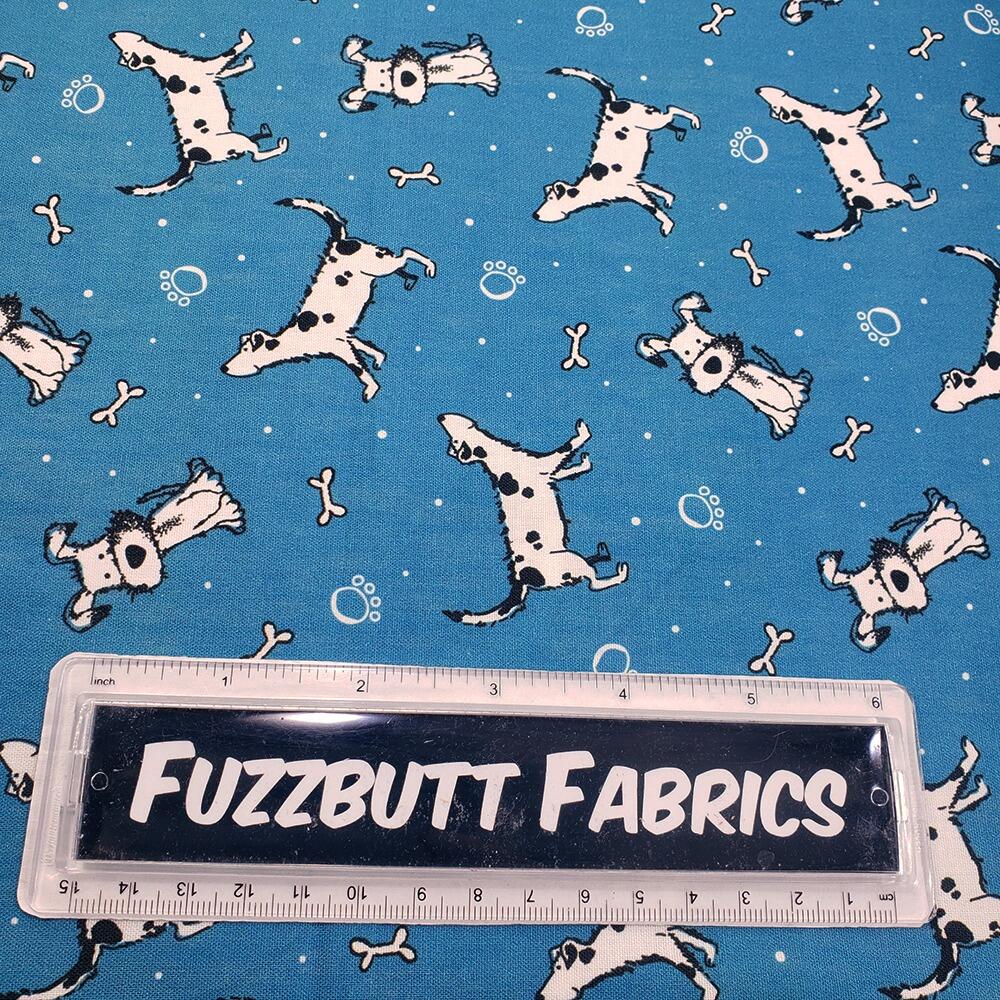 dogs fabric, susan wheeler, dog bandana fabric, ruff and tumble, dalmations fabric
