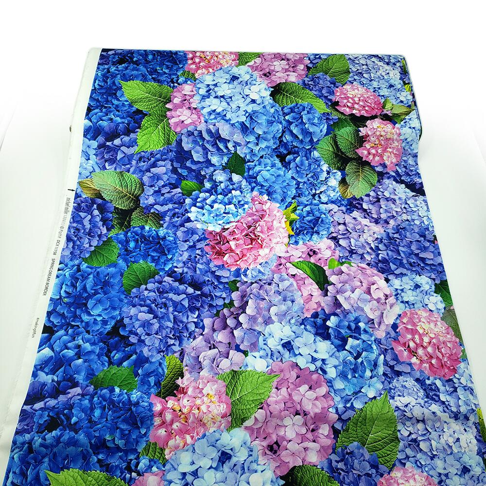 Spring Dream hydrangea border, Michael Miller, bees, flowers fabric, cotton, florals
