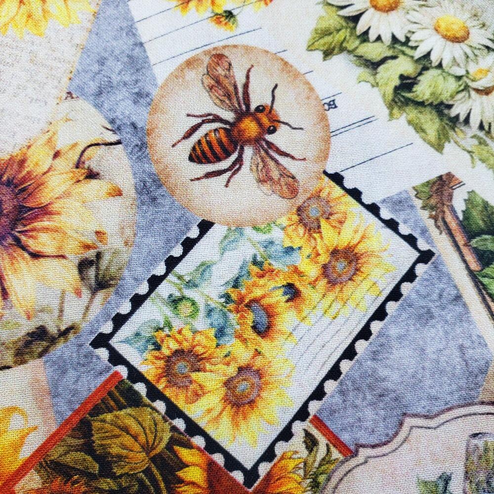 sunflower fabric, vintage fees, sunflower serenade, QT fabrics, vintage seed packets, ephemera, old postcards