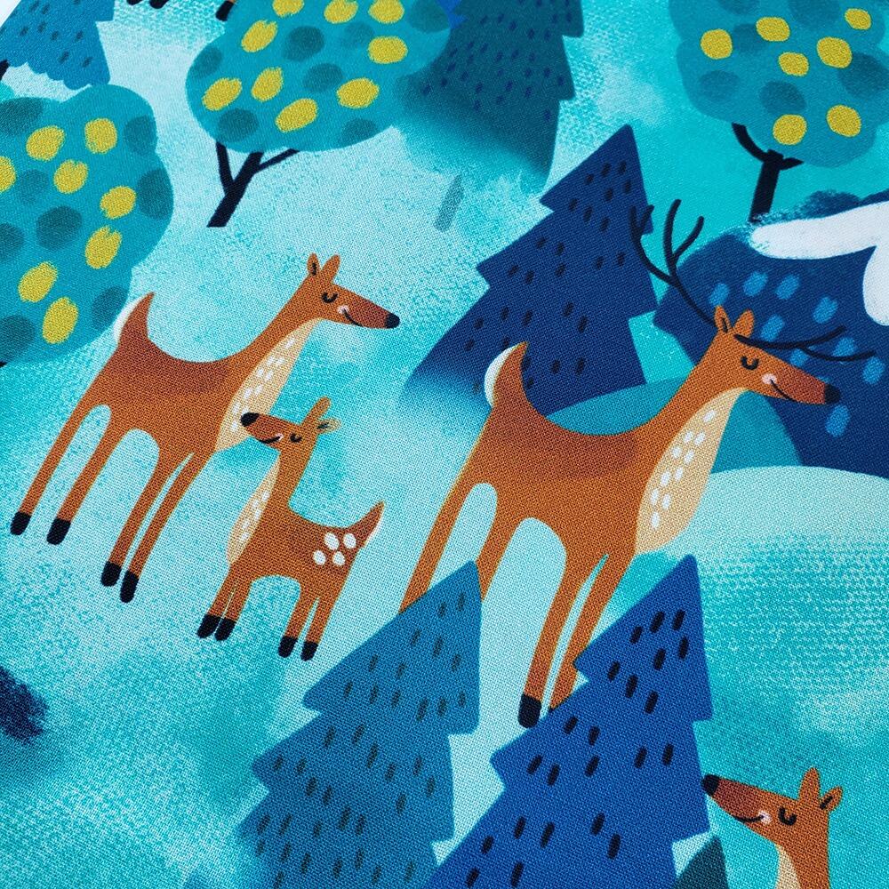 Let's camp playmat panel, cut & sew soft toys, forest animal toys, camping fabric, deer and mountains, Cynthia Frenette