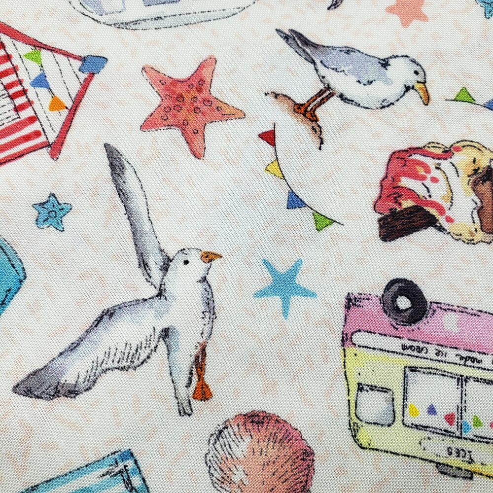 beach fabric, ice creams, seagulls, beach huts, susan wheeler, sundaes by the sea