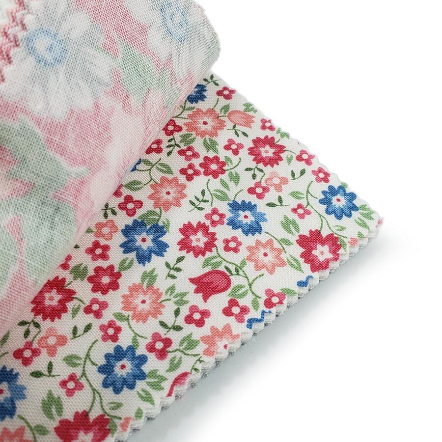 Moda, a cat named stitch charm pack, pastel floral fabric, cottagecore, roses, squares for patchwork, cotton, easy quilting, precut squares,charm pack, camille roskelly