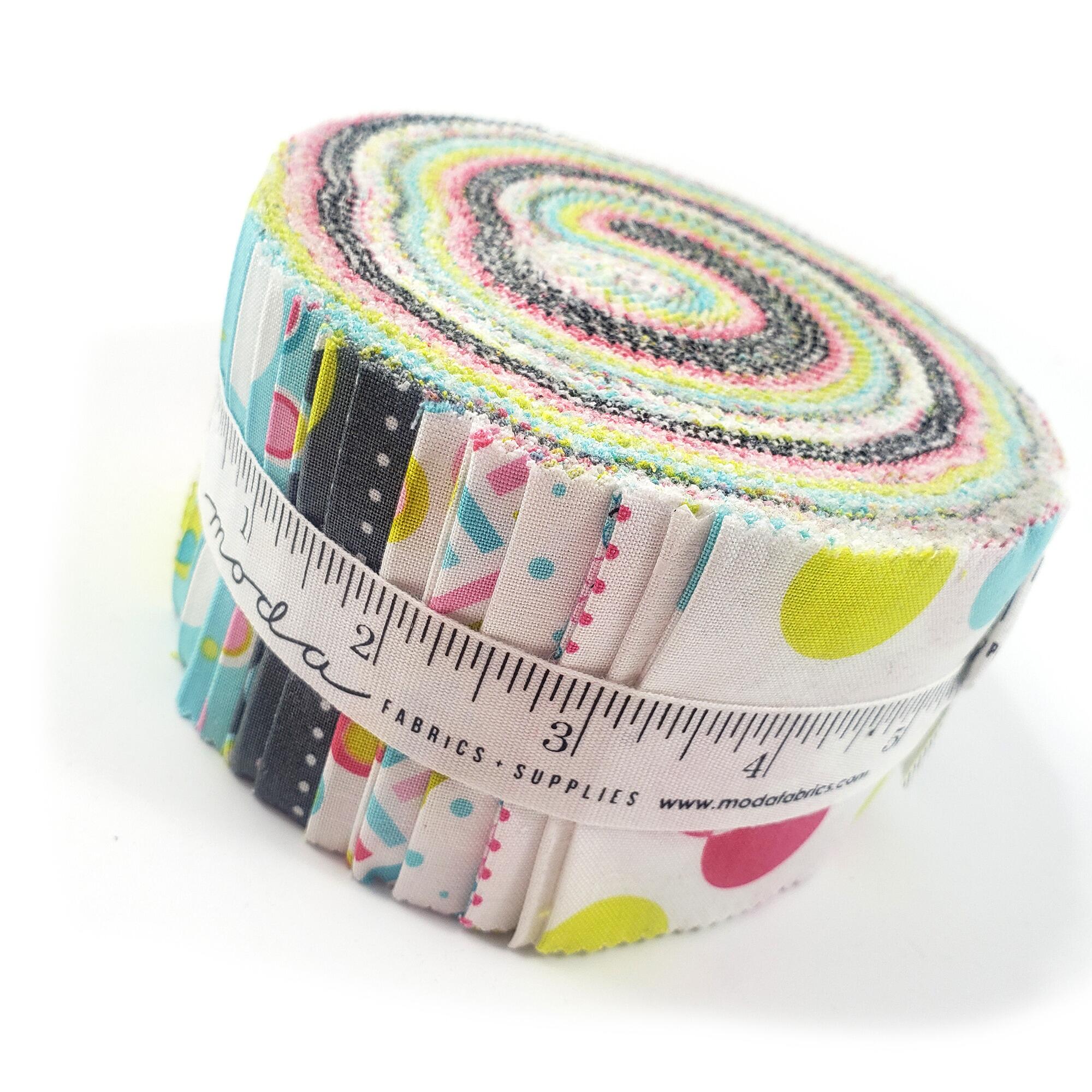 moda,sweet & plenty, me and my sister, jelly roll,fabric strips,cotton,colourful,patchwork strips, spots, floral, birds, cute