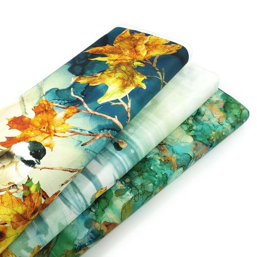 northcott,autumn breeze,Deborah Edwards,Melanie Samra,watercolour, autumn leaves,sparrows,birds,100% cotton,fabric
