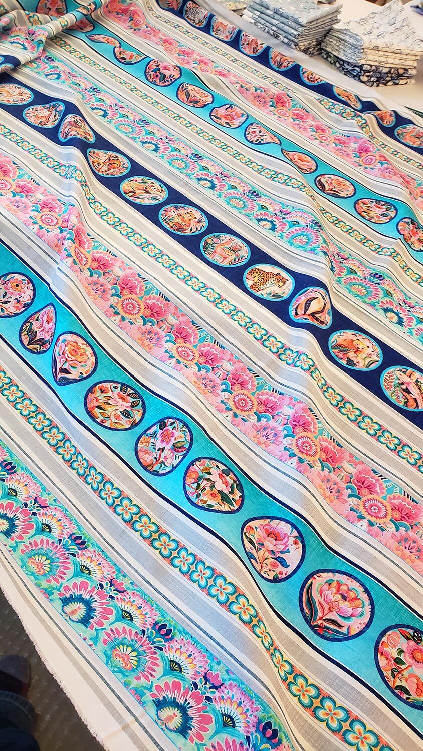 Morris Creative, exotica, florals, borders, badger, foxes, animals, exotic fabric, qt fabrics