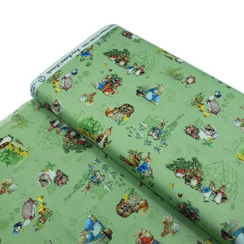 peter rabbit fabric, squirrel nutkin, jemima puddleduck, beatrix potter fabric, cotton peter rabbit, old Mr owl