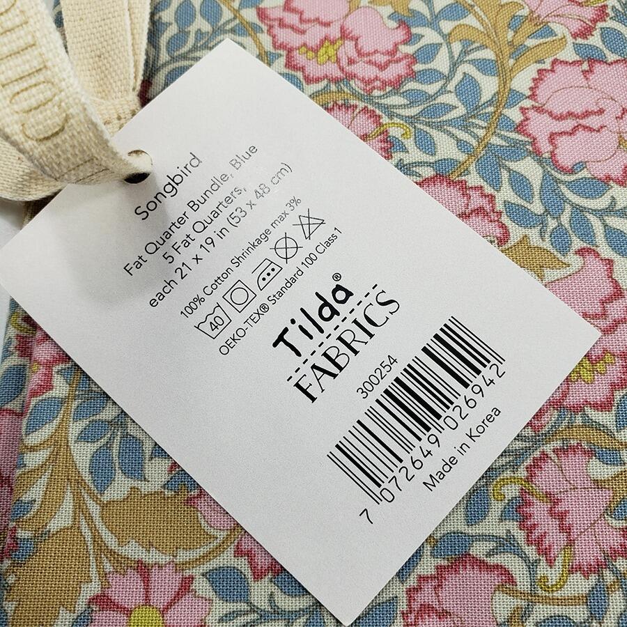 tilda fat quarters, songbird, floral, birds, art noveau fabric, elegance, coral, yellow, green, blue