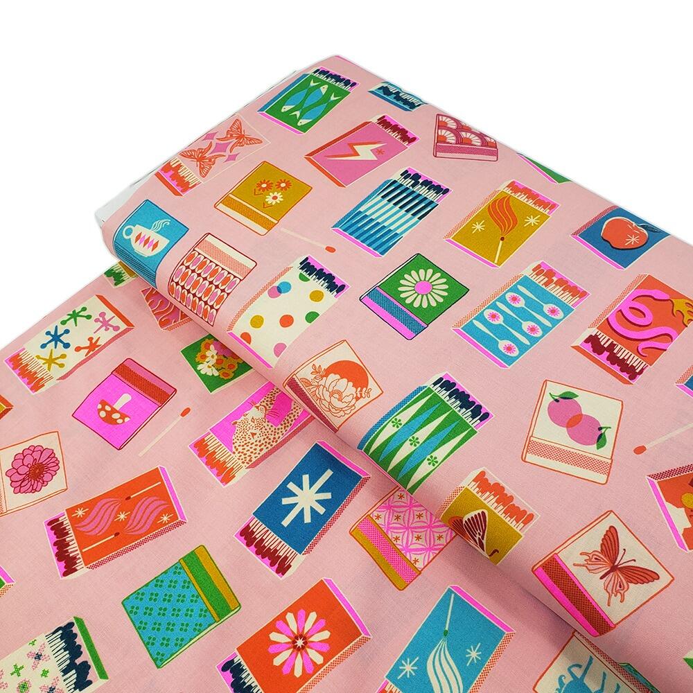 Trinketry fabric, ruby star society, melody miller,matchboxes, pens, retro 70s style