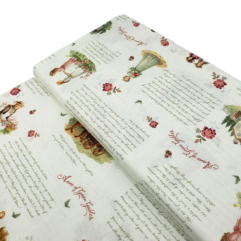 Riley Blake, Anne of Green Gables, book themed fabric, book covers, handwriting, vintage style birds and florals