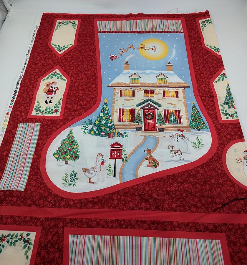 makower, countryside christmas, stocking panel, easy sew stocking