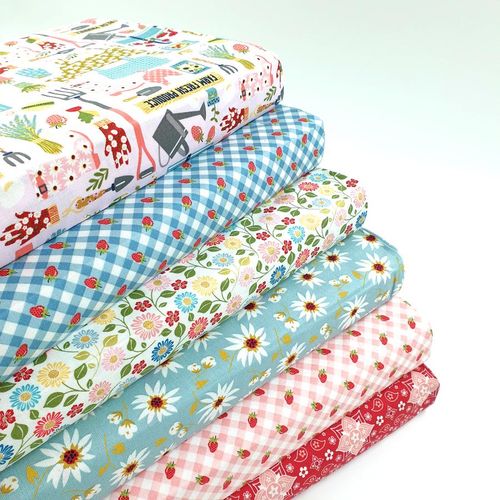 Poppie Cotton "Farm Girls Unite" 100% cotton fabric, farming fabric, farm animals fabric, farm flowers