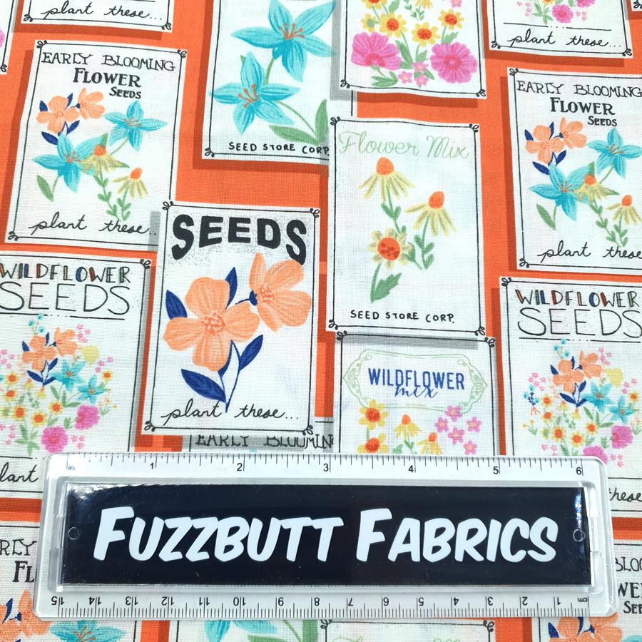 "Grow where you are planted" fabric, floral cotton, flowers fabric, floral quilting fabric, wildflower fabric, seed fabric, wiflower seeds fabric