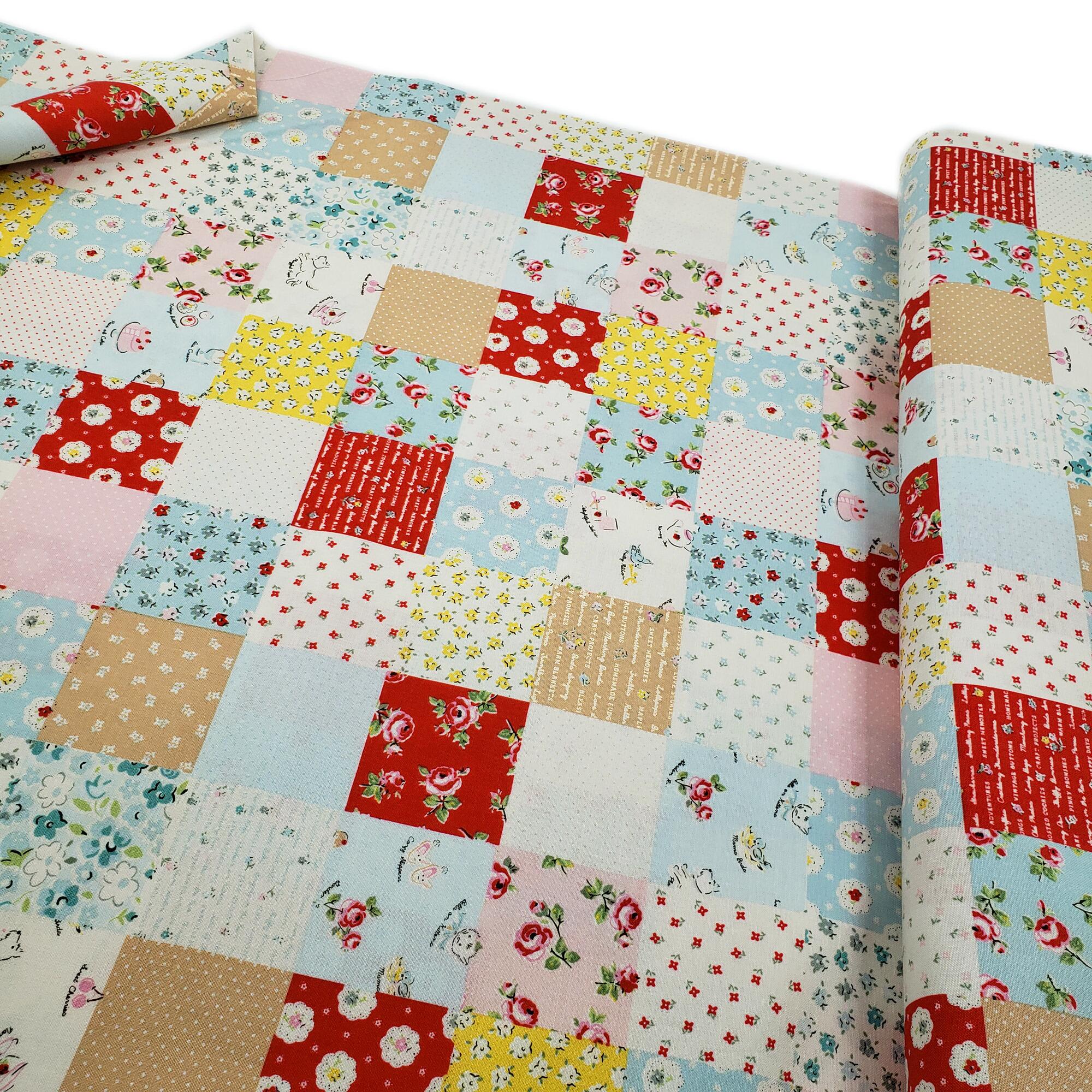 Poppie Cotton my favourite things cotton fabric, vintage, kitsch, nursery, baby quilt, flowers, dogs, patchwork, cheater