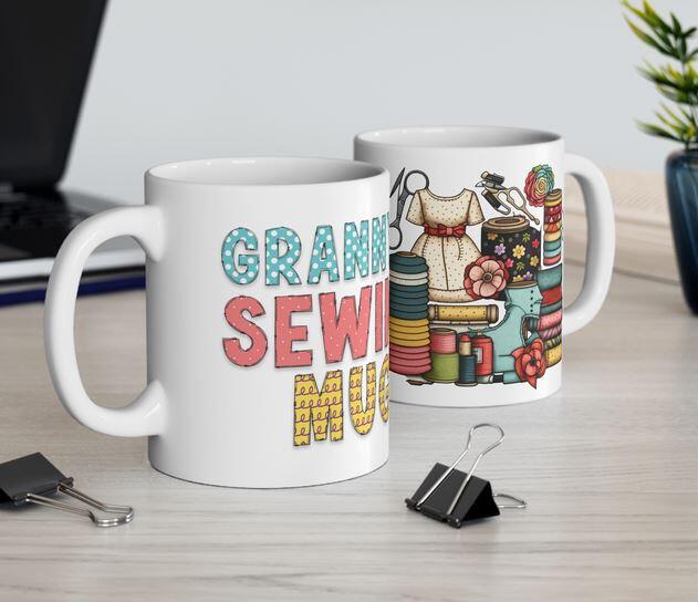 personalised sewing mug, quilting mug, sewing machine, mum,nan,granny,birthday,mother's day, ideal gift,coffee mug,office mug