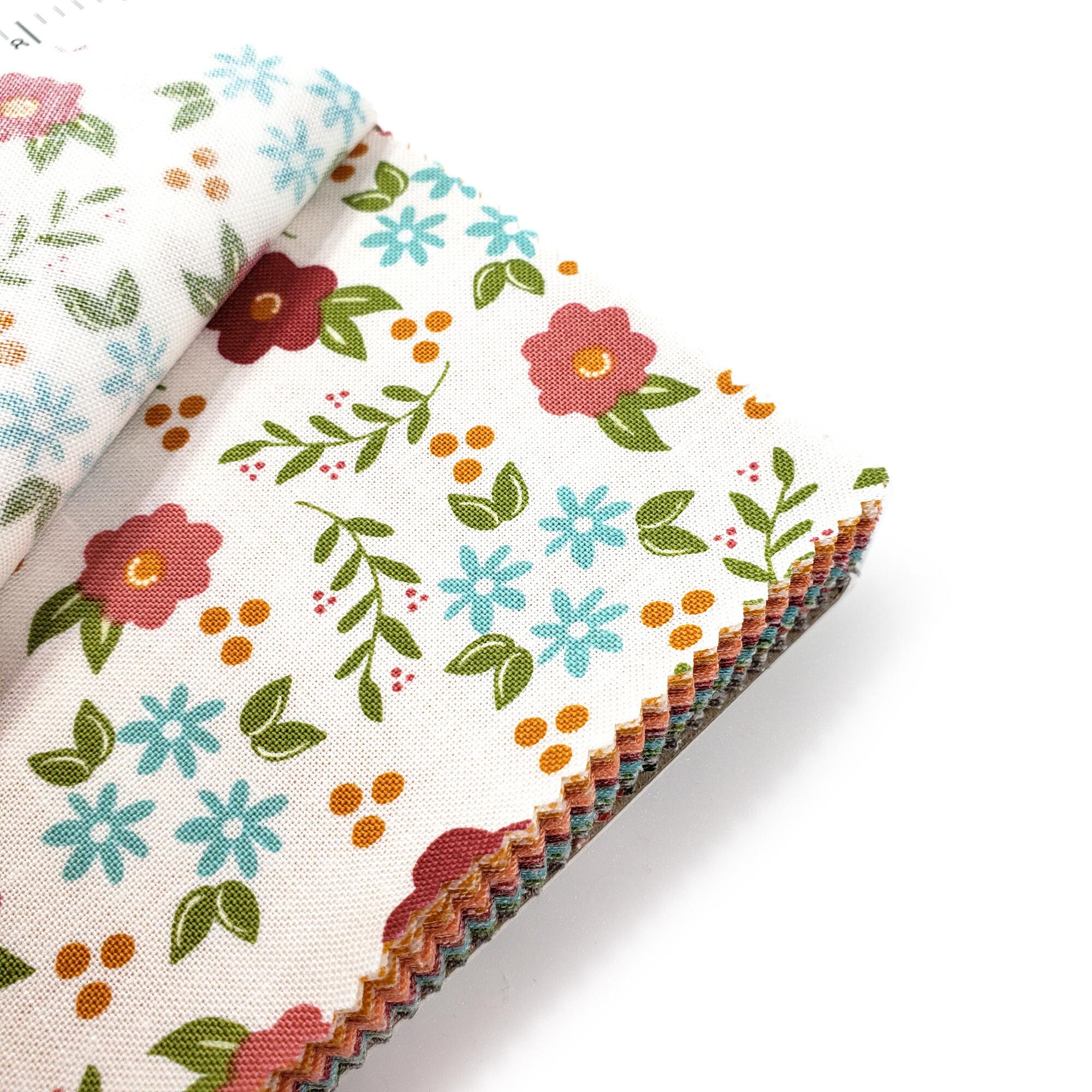 moda,bountiful blooms, sherri,chelsi, fabric squares,cotton,colourful,patchwork strips, spots, floral, birds, cute