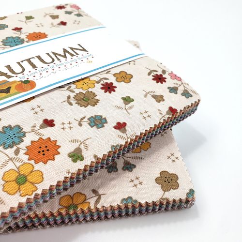 riley blake charm pack, stacker, lori holt, fabric squares,cotton squares, patchwork cotton squares, autumn, pumpkins, neutrals, bee dots