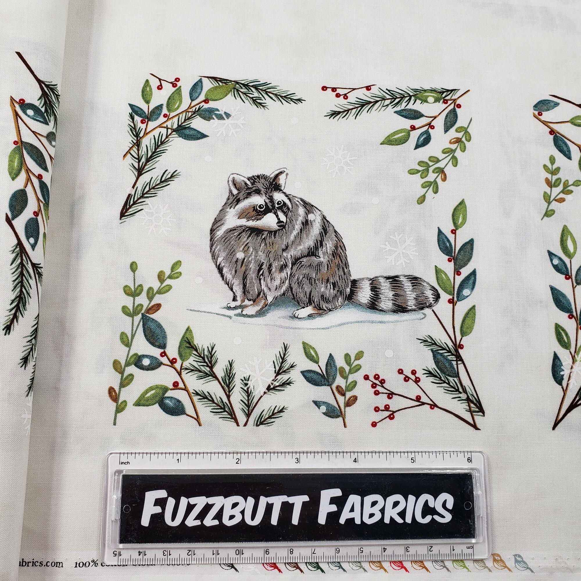 moda fabric, deb strain, woodland winter, whimsy animals, vintage style fabric, foxes, raccoons, badgers, winter, christmas