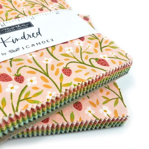 moda charm pack,kindred,1canoe2,fabric squares,cotton squares, patchwork cotton squares, flowers, berries, spring, cheerful, colourful, kindres,berries, flowers