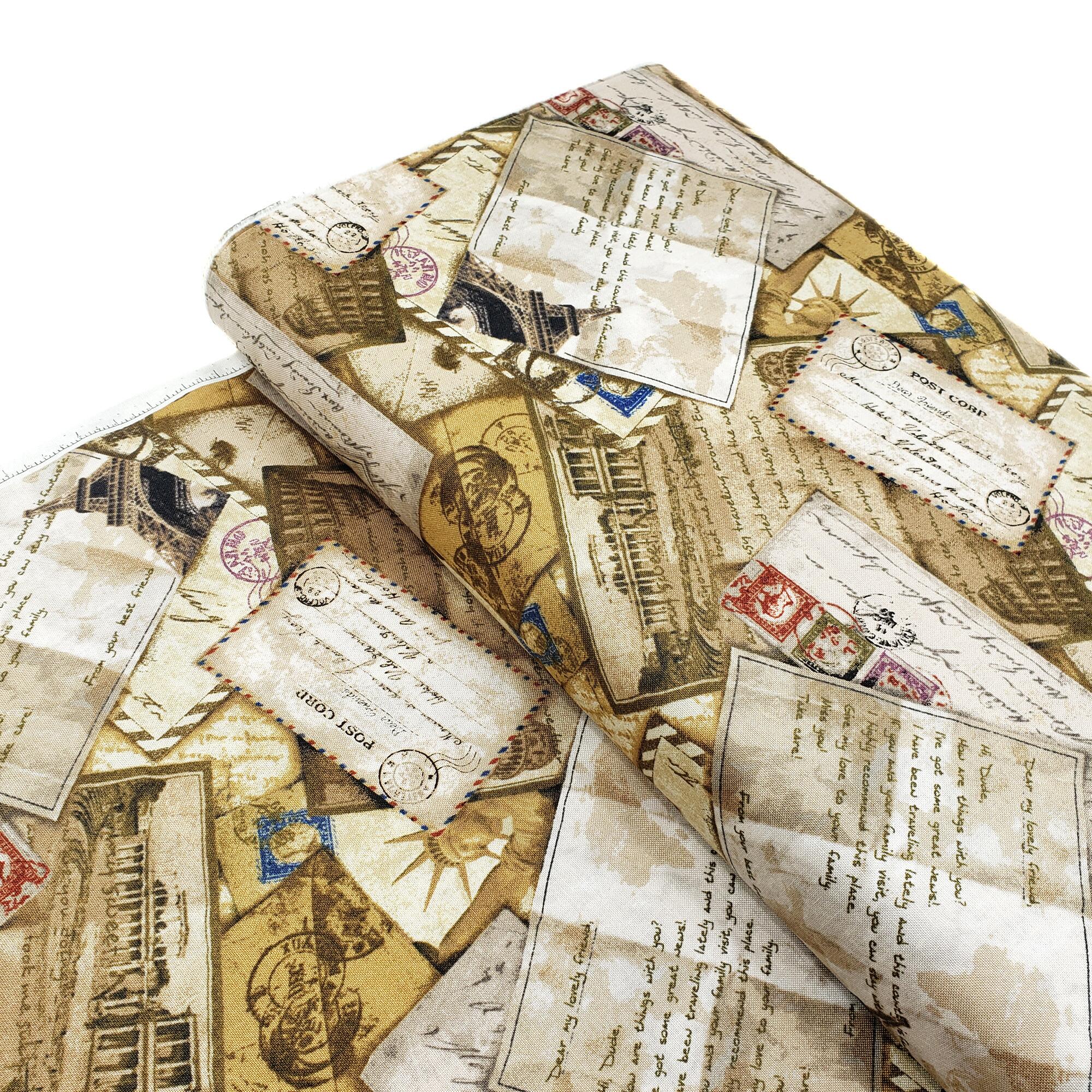 Paintbrush fabrics, vintage letters, junk journal,vintage,1940s,vintage style fabric,cotton junk journal