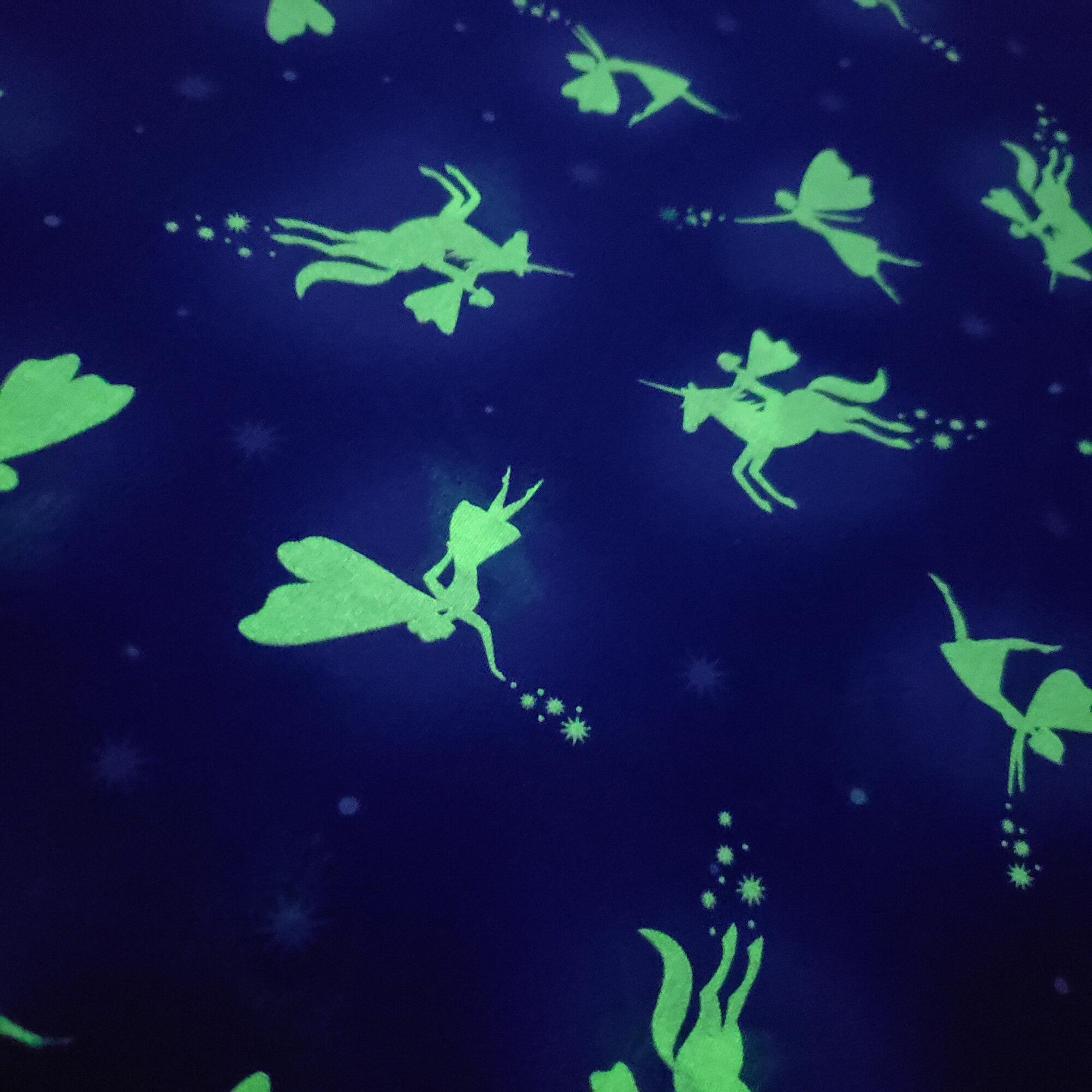 lewis irene, glow in the dark fabric, fairies, fairy forest,magical fabric,kids glow fabric, unicorns, fairy tale